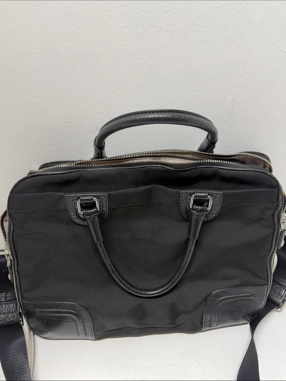 Tumi Georgetown Prospect Briefcase Carry On Bag Ballistic Nylon Leather Black